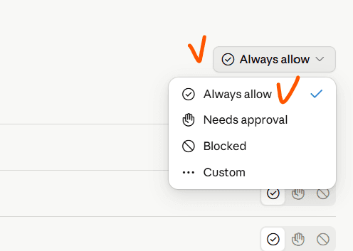 Tool permissions → Always allow